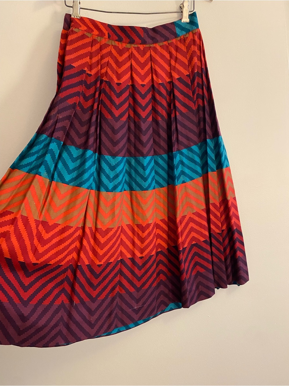 Liz Claiborne Chevron Midi Skirt - Red, Teal, Purple, Orange